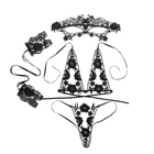 Комплект женского нижнего белья CDJLFH, прозрачное кружевное белье с вышивкой, бюстгальтер + стринги + маска + наручники, комплект нижнего белья для женщин, 2019