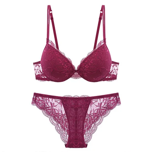 Ladies Secret женский кружевной комплект нижнего белья Пуш-Ап Топ A B C чашка нижнее белье сексуальные трусики с цветочной вышивкой BH - Цвет: Красный