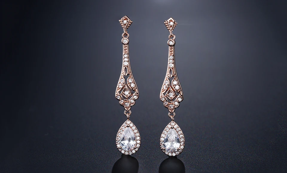Модные длинные висячие серьги в виде кристаллов циркония высшего качества, винтажные капли, Свадебные вечерние ювелирные изделия для женщин, FSEP2171