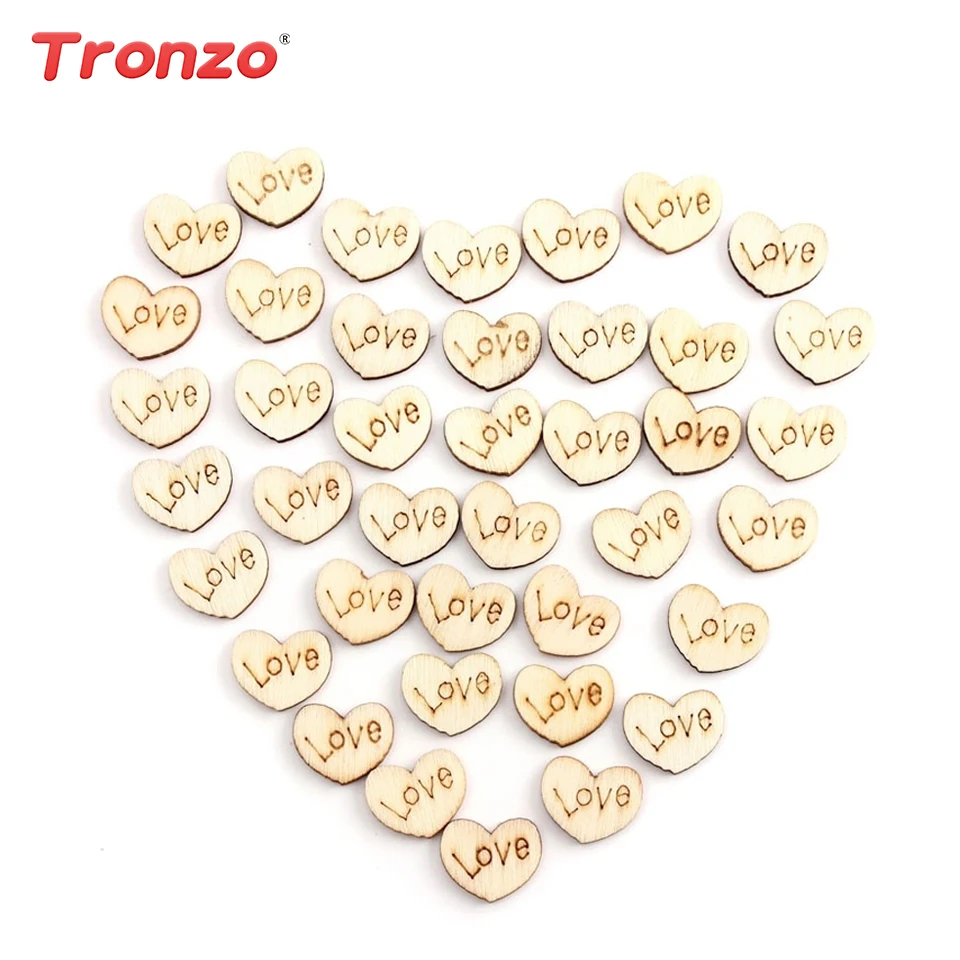 

Tronzo 100Pcs/set Wooden Love Heart Craft Wedding Decoration DIY Mini Wood Chips Wedding Table Scatter Decoration 15*12mm