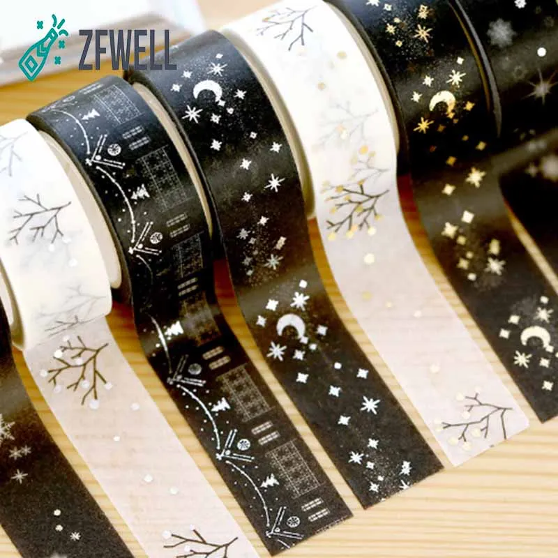 ZFWELL1pz/лот японская и бумажная бронзовая Горячая Серебряная черно белая лента для
