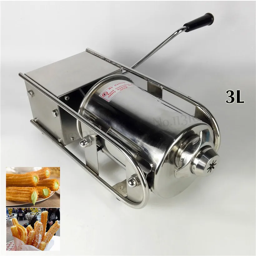 

Commercial Horizontal Sausage Stuffer Stainless Steel 3L Sausage Filler Spanish Churros Making Machine Manual Churro Maker