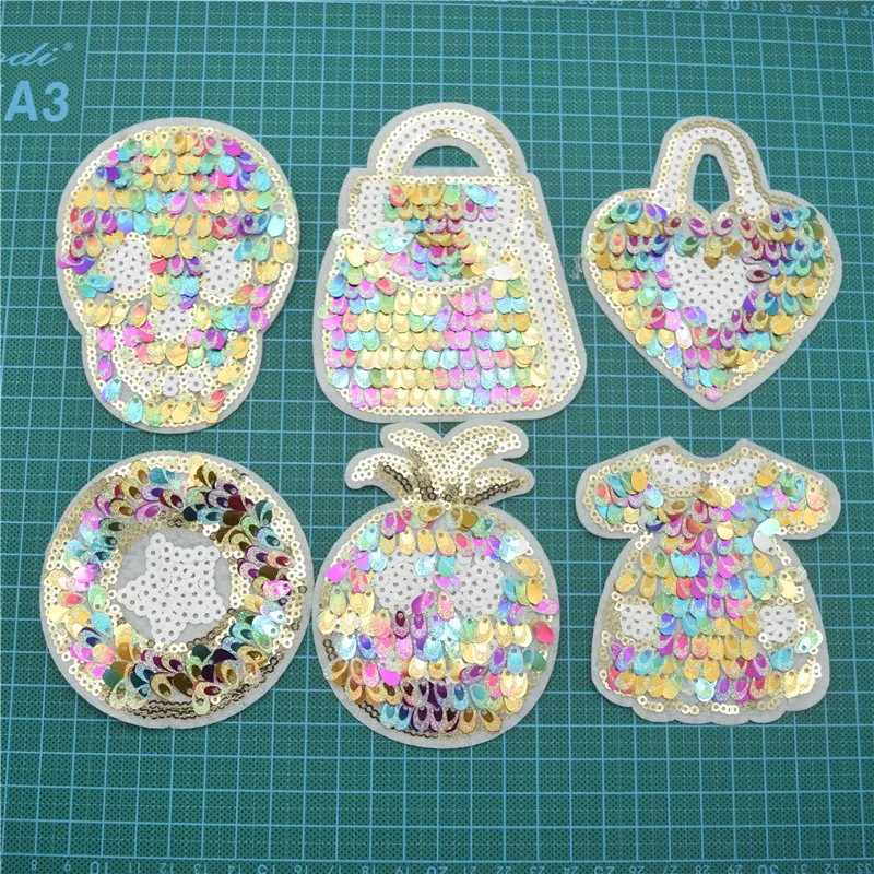

60Pcs/Set Sequin Embroidery Patches For DIY Clothing Phone Case Iron on Applique