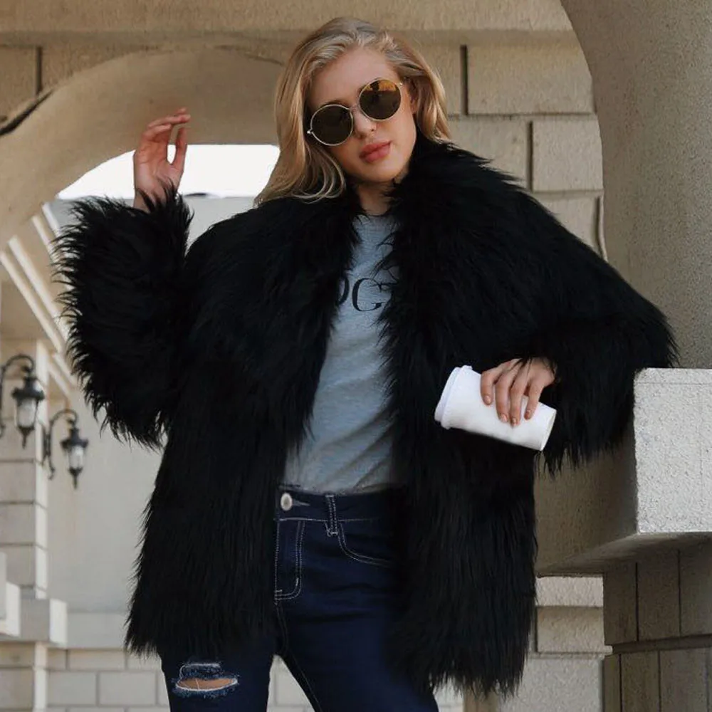 Ворсистый жакет в Для женщин женские кардиганы дамы теплое пальто из