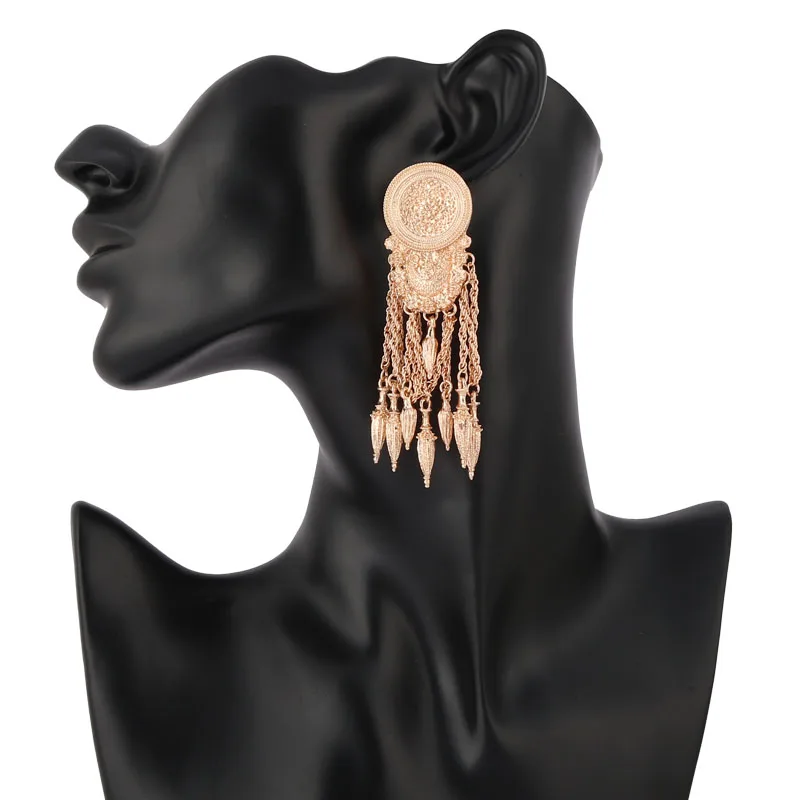 LEADERBEADS 2019 ZA винтажные металлические Золотые сережки с кисточками женские