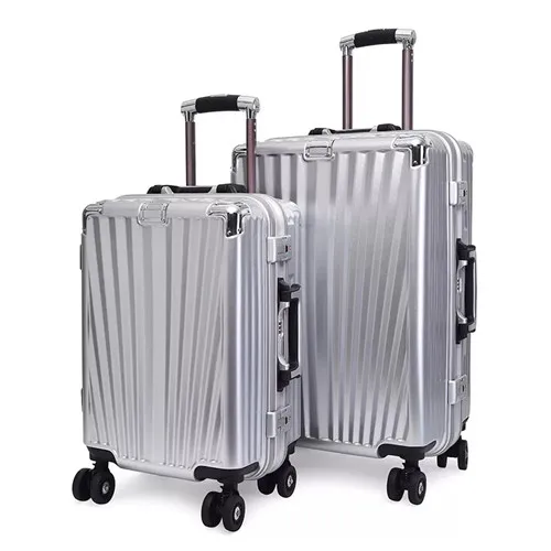 Silver KLQDZMS 20/24 дюймов бизнес сумки на колёсиках spinner чемодан на колесах из поликарбоната с алюминиевой рамой дорожные сумки на колесах - Цвет: Silver