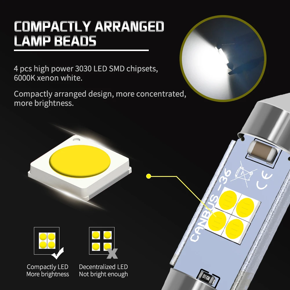 Светодиодный фонарь Canbus 36 мм 6418 C5W для Audi A3 8P 8L A4 B5 B6 A6 C5 C6 A8 D2 TT Q3 Q5 Q7 S4 S2 2