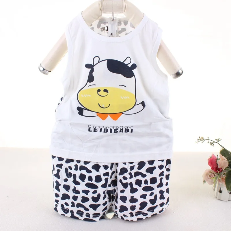 Комплекты для малышей с рисунком коровы новые летние костюмы маленьких девочек и