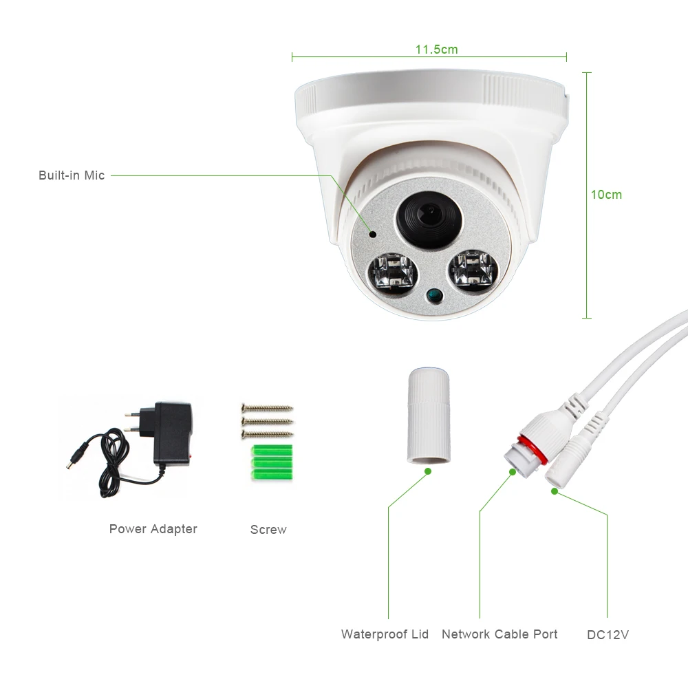 G. Craftsman аудио 1080P IP камера DC12V 2 8 мм широкоугольный Full-HD 2MP купольная инфракрасная