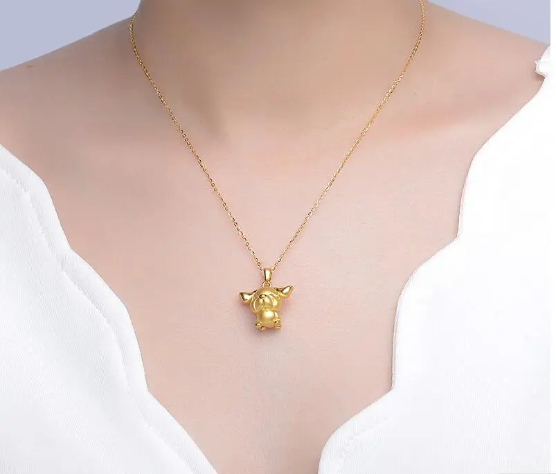 New 999 Pure 24K Yellow Gold Pendant 3D Zodiac Big Ears Dog 2.65g | Украшения и аксессуары