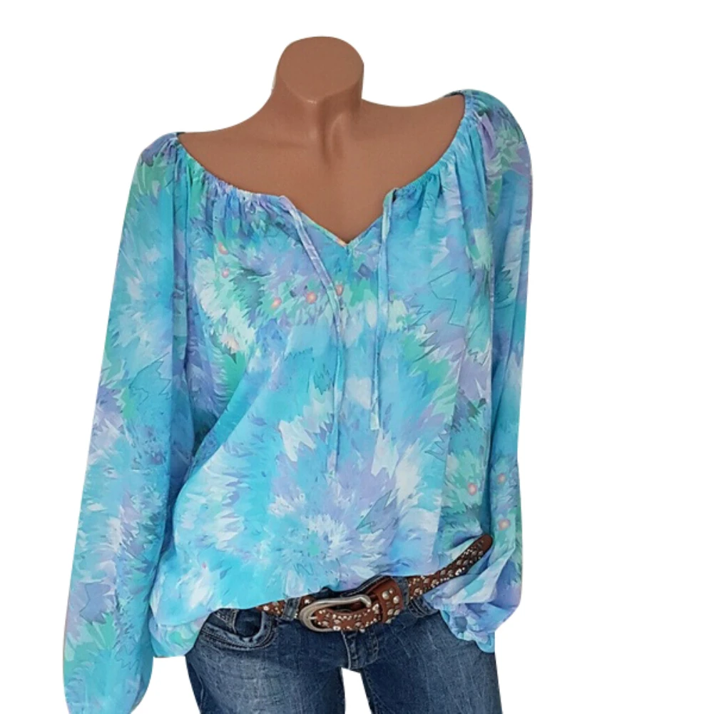 Женская блузка с длинным рукавом и V образным вырезом|Блузки| |