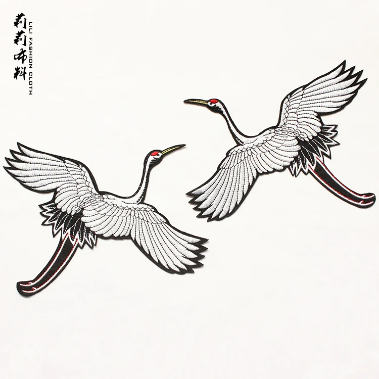 Большой Кусок Красного коронного крана вышивка ткань платье патч отверстие пост