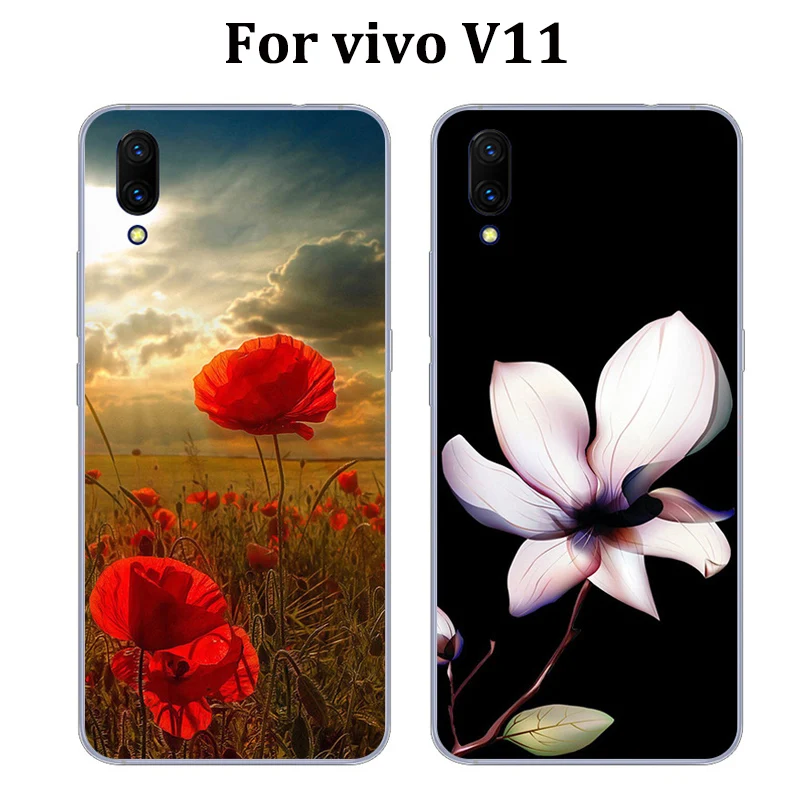 6 41 &quotдля vivo V11 чехол в цветочек мягкий для телефона V 11 защитный чехлы оболочка