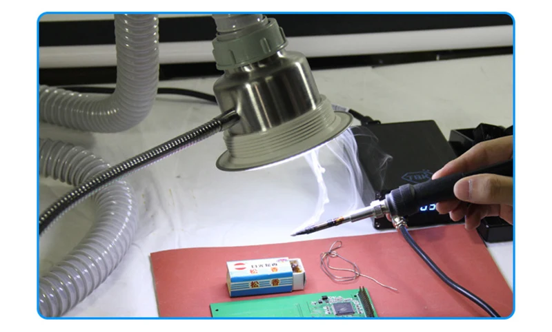 

smoke exhauster instrument mobile phone maintenance fume extractor with light and adjustable suction