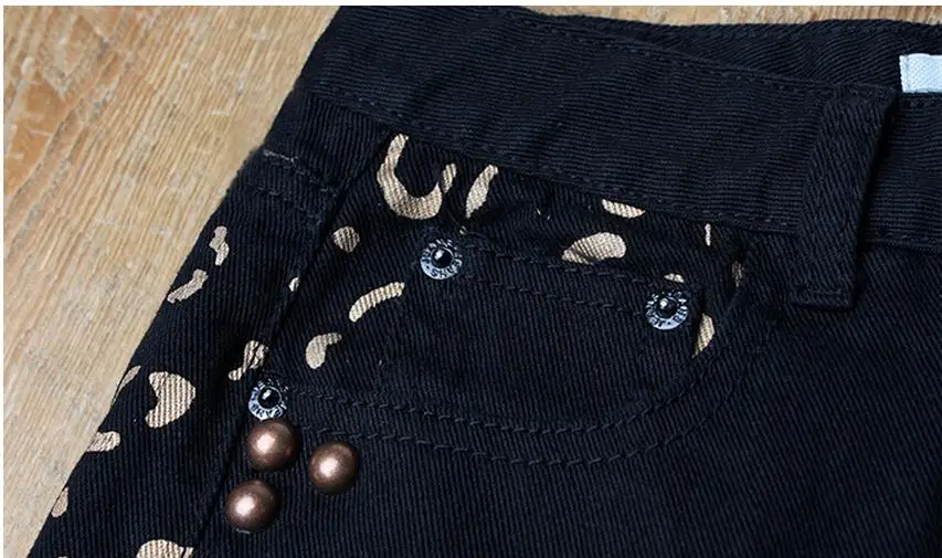 Женские джинсовые шорты K348 летние с высокой талией повседневные принтом и