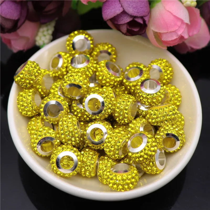 20Pcs Lot Big Hole White Cz Rhinestone Quartz Glass Spacer Loose Beads Charms Fit For Pandora Bracelet Bangle Diy Jewelry Making images - 6