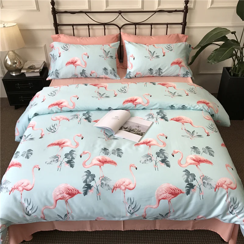 6 шт. 100% хлопок постельное белье Полный Queen king size пододеяльники Розовый фламинго