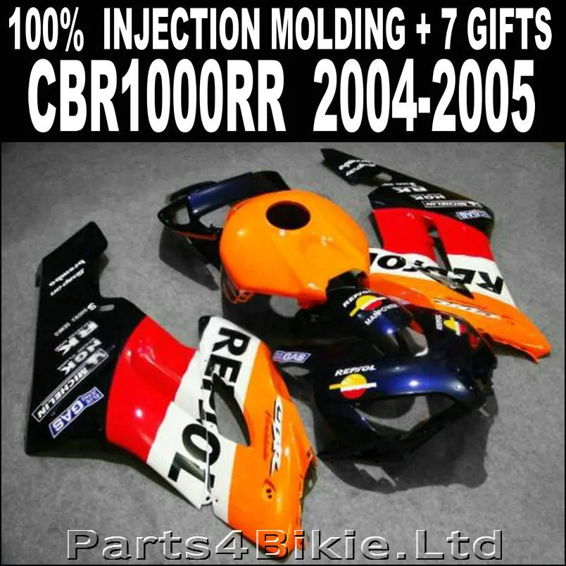 7 подарков Обтекатели для HONDA cbr1000rr 2004 2005 CBR 1000 RR 04 05 красный оранжевый белый черный