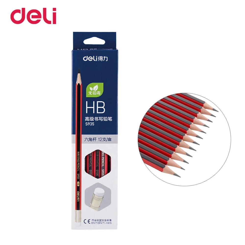 Deli HB Advanced пишущий карандаш шестигранный черно красный стержень для рисования с