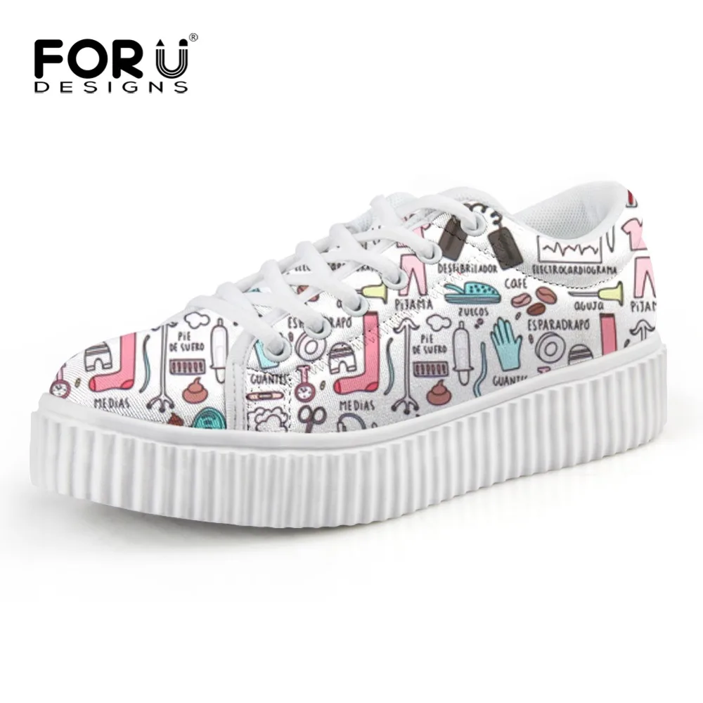 

FORUDESIGNS Women Nurse Autumn Shoes Flats Nursing Platform Height Increasing Casual Creepers for Ladies Sneakers Zapatos Mujer
