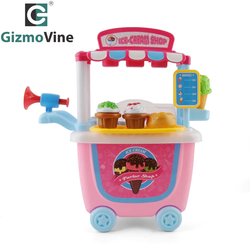 GizmoVine, 31 шт., детский игрушечный набор для ролевых игр, магазин мороженого, игрушки для детей, игрушечный домик, игрушечный грузовик, игрушечная тележка для малышей