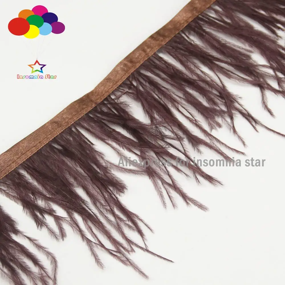 Коричневый Плюмаж из страусиного пера бахрома отделка перо боа полоса для