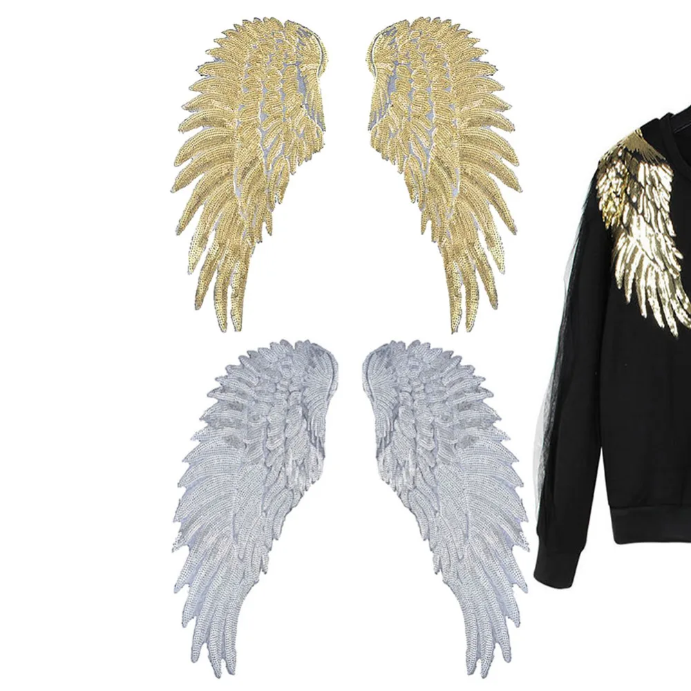Крылья ангела перо блесток вышитые ткани большой патч аппликация палка одежда