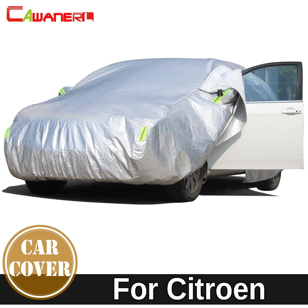 Cawanerl Thicken Car Cover Waterproof Sun Snow Rain Protection Cotton Cover For Citroen C-Elysee C-Triomphe Xsara C-Quatre C1 C2