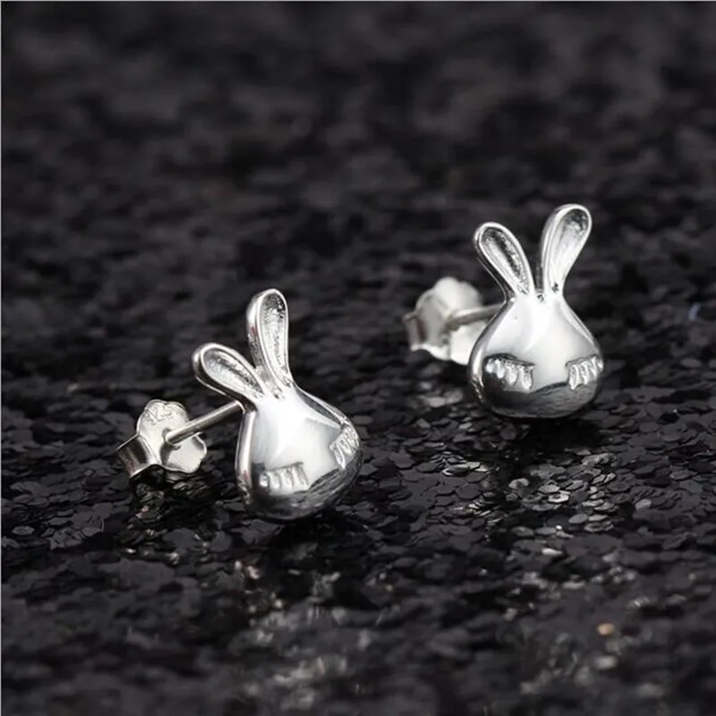 925 Sterling Silver Jewelry Fashion Hot New Creative Gift Rabbit Small Exquisite Anti-allergic Earrings SE100 | Украшения и
