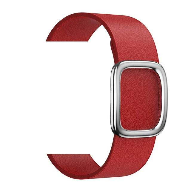 red Кожаный браслет-петля, современный ремешок с пряжкой для Apple Watch, серия 5, 4, 40 мм, 44 мм, ремешок для браслета iWatch, серия 3, 2, 1, 38 мм, 42 мм - Цвет ремешка: red