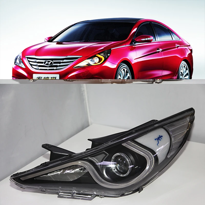 For Sonata I45 LED Strip Head Lamp For HYUNDAI 2009 2010 2011 2012 2013 Year Double Color With Daytime Running Lights