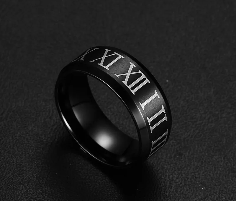 Мужское кольцо с римскими цифрами 8 мм|ring for|black ringblack ring for men |