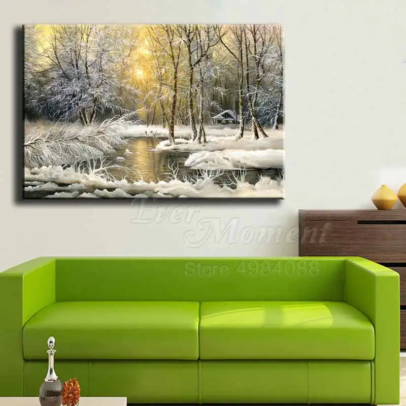 Алмазная картина Ever Moment, ручная работа, дерево, Снежная река, хобби, стразы, 5D, сделай сам, алмазная вышивка, произведение искусства, 3F1397