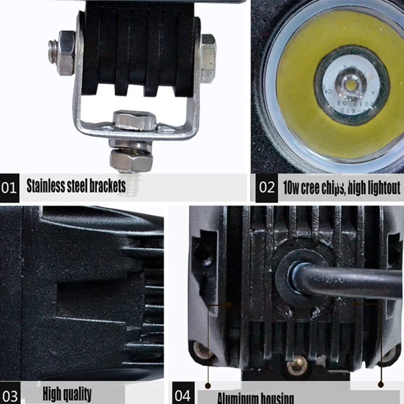 Светодиодный рабочий светильник 2x10 Вт квадратный круглый прожектор для вождения