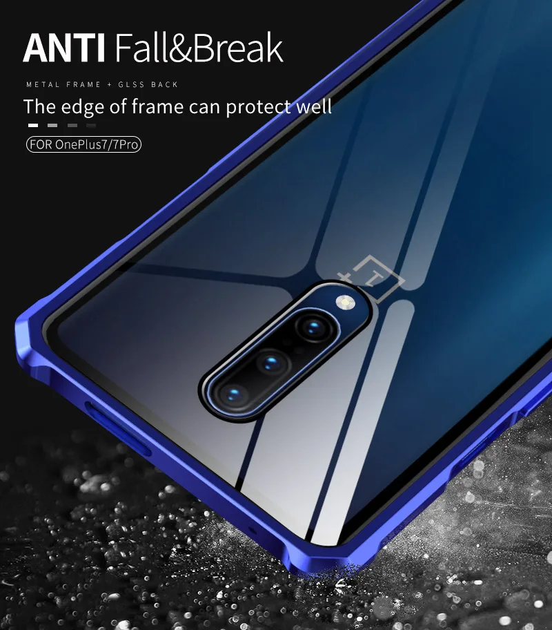 Роскошный Жесткий Защитный металлический бампер чехол для Oneplus 7 Pro противоударный 9H чехол из закаленного стекла для One Plus 7 Pro Полное стекло