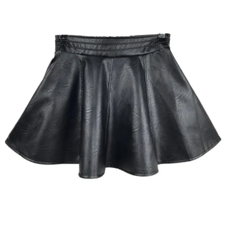 Женская юбка из экокожи с высокой талией осень 2018|skirt autumn|short skirt womenleather short |