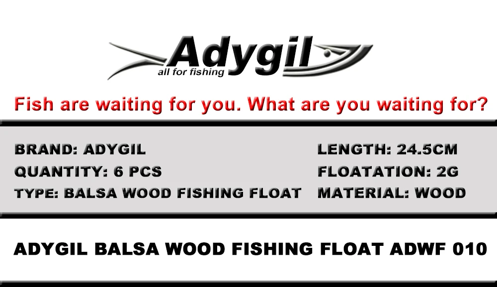 Adygil пробкового дерева поплавок ADWF 010 245 мм Floatation 2 г 6 шт./лот