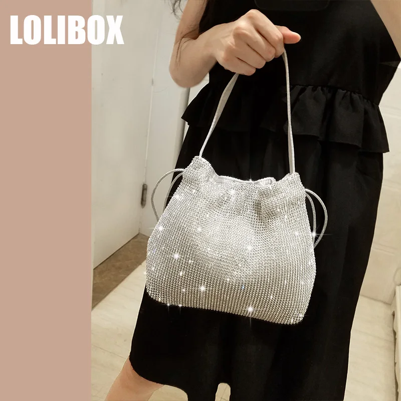LOLIBOX роскошные сумки для женщин дизайнерские на шнурке со стразами ведро супер