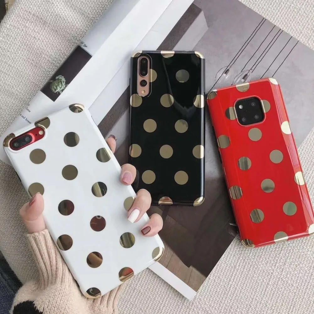 Роскошный Гальванизированный Золотой горошек чехол для iPhone 7 Чехол X 6 S 8 Plus XR XS MXA