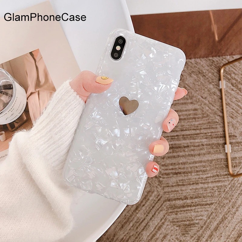 GlamPhoneCase прочное Золотое любовное Сердце чехол для телефона iPhone X XS Max XR мягкий Tpu 7 8