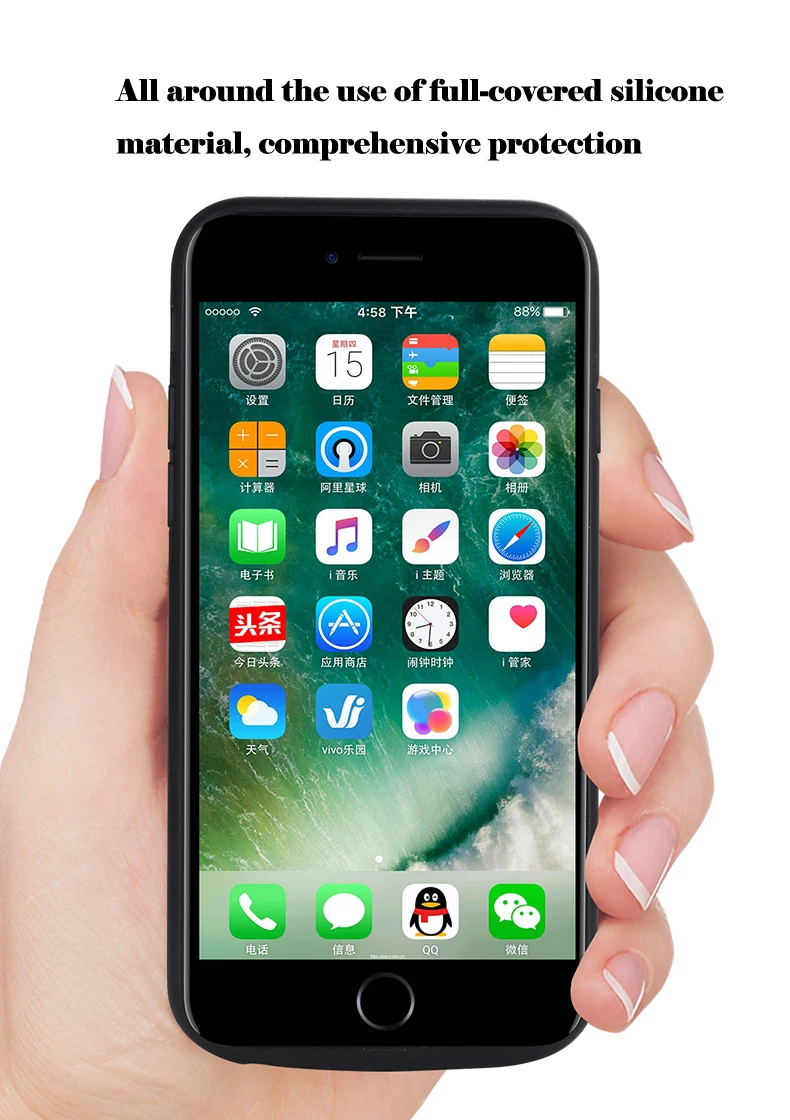 Чехол с аккумулятором 8000 мАч для iPhone 8 Plus поддержка наушников внешний аккумулятор