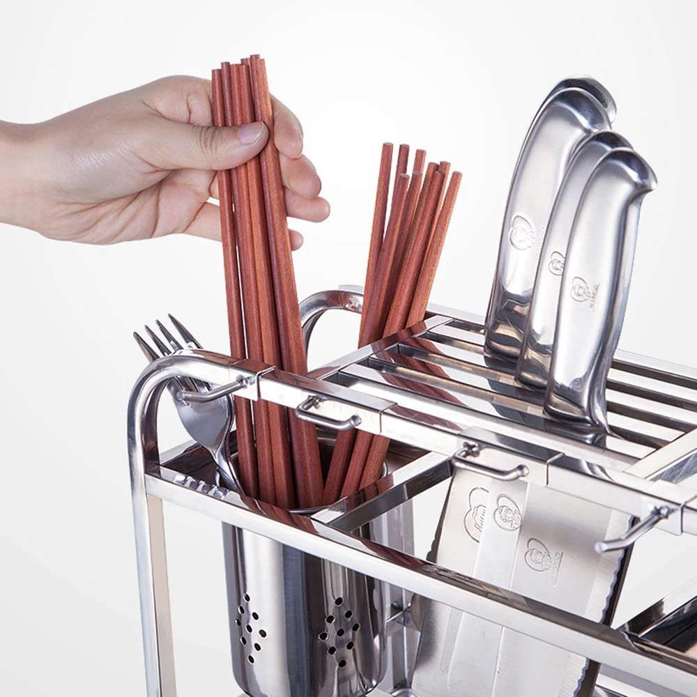 

Kitchen Utensils Rack Storage Holder 304 Stainless Steel Kitchen Storage Shelf Cutting Boards Knife Organizer Hooks Kitchen Tool