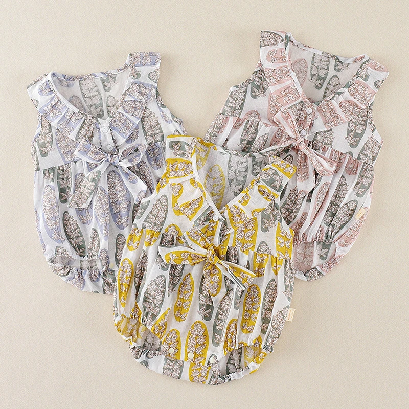 Милые летние модели комбинезон для маленьких девочек с принтом в виде звезд