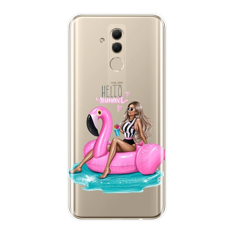 Чехол для телефона Huawei Mate 20 10 9 Pro черный сексуальная девушка летняя Мягкая
