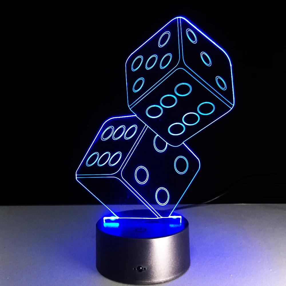 Творческий 3D светодиодный USB лампа маг украшения TEXAS HOLD кости, покер пик игральные карты 7 цветов Изменение Night Light подарки на Рождество