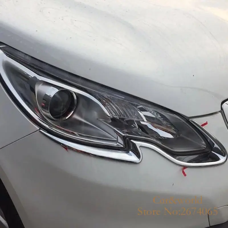 ABS хром для 2014 2015 2016 Peugeot 2008 налобный фонарь бровей накладка на переднюю фару