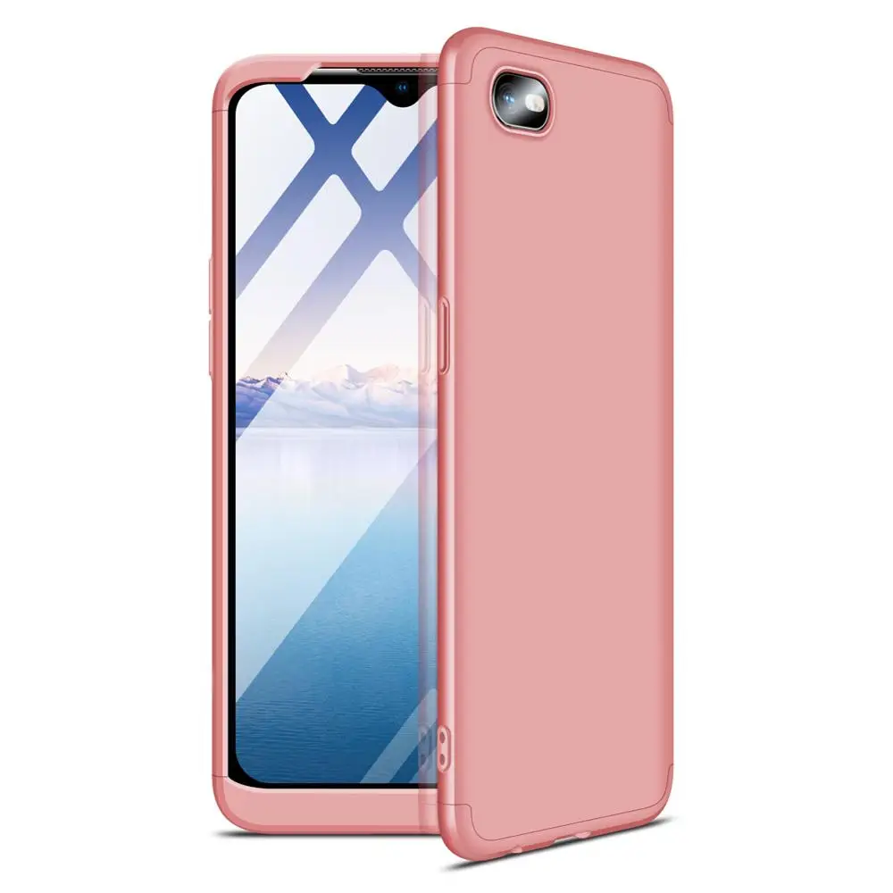 Rose gold 360 полная защита ПК чехол для OPPO A1K Телефон Чехол 6,1 дюймов 3 в 1 твердый матовый пластик задняя крышка для OPPO Realme C2 A1 K vopton - Цвет: Rose gold