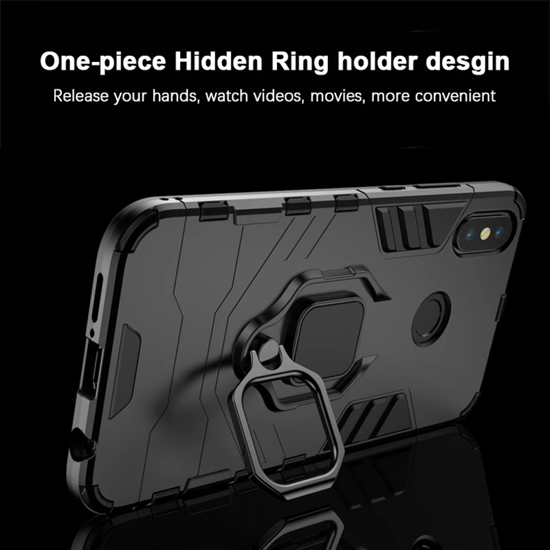 Ударопрочный 360 магнитный металлический держатель кольца чехол для Xiaomi Redmi Note 5 6 7