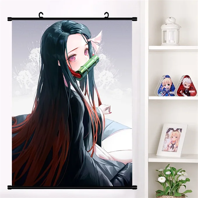 T Аниме демон убийца: Kimetsu no Yaiba Kamado Tanjirou Kamado Nezuko настенный свиток плакат Настенные подвесные плакаты домашний декор - Цвет: T