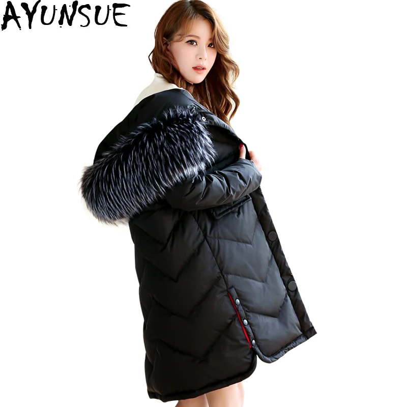 Новинка 2020 зимний пуховик с большим меховым воротником капюшоном женские